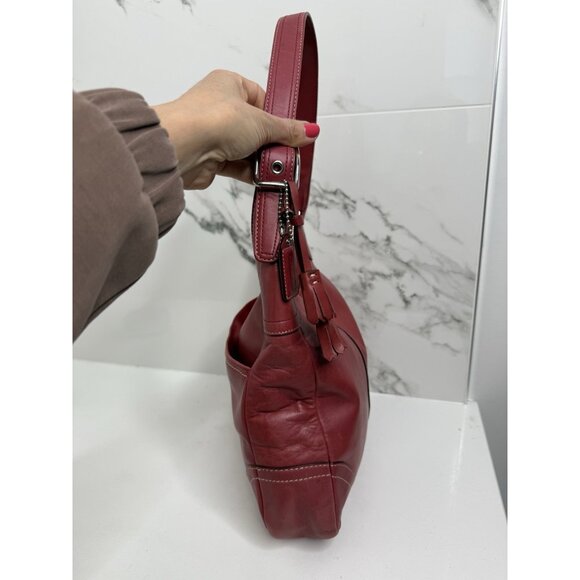 Vintage Y2K Coach F10280 Hamilton Leather Hobo Bag Red V Rare - Picture 6 of 15